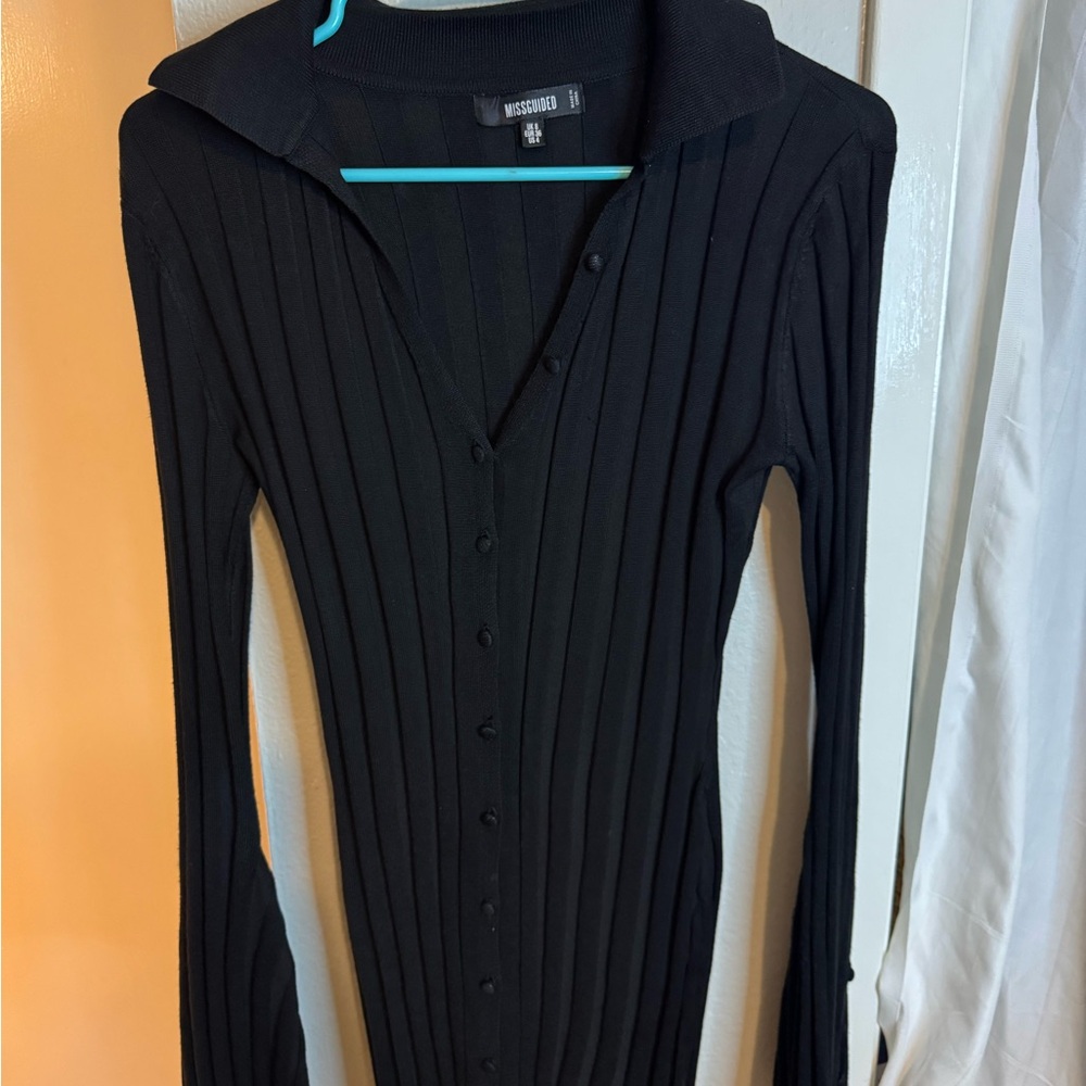 Missguided Black Ribbed Mini Dress